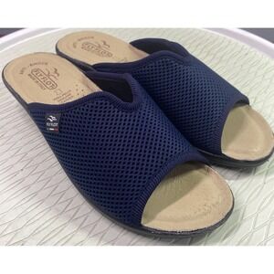 Fly Flot Womens Navy Blue Mesh Anti Shock Sandals Made In Italy EU 39 US 8 EUC